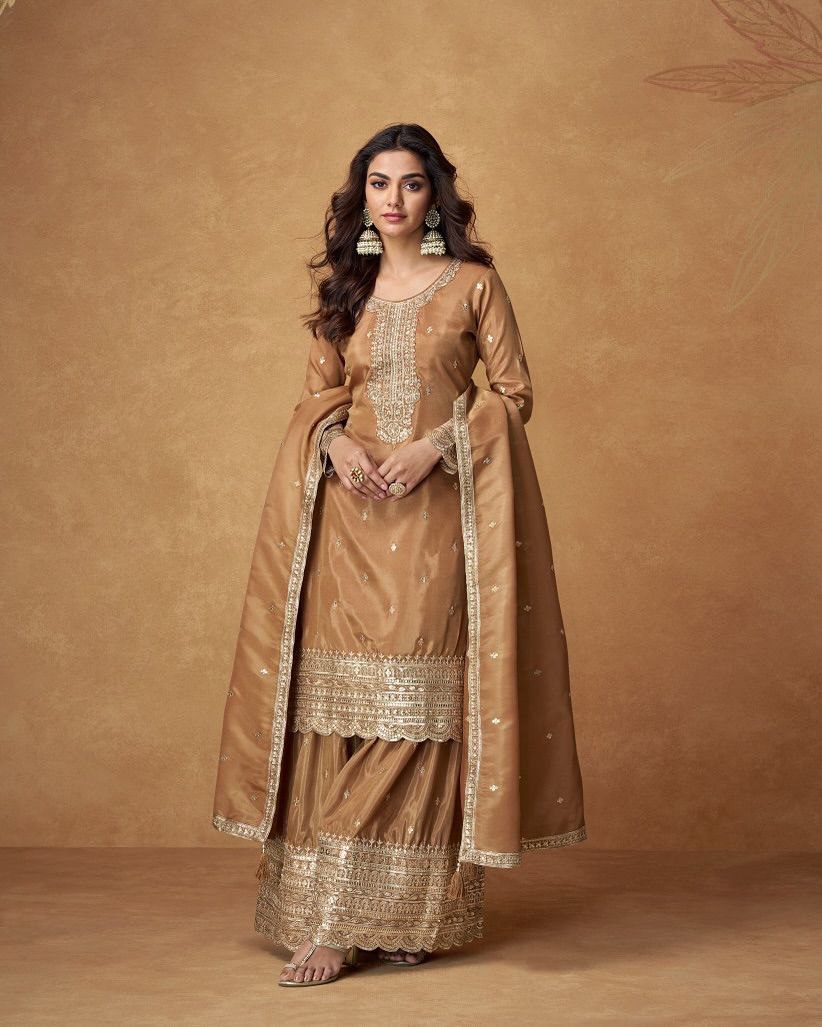 Designer Top,Plazo, Dupatta set