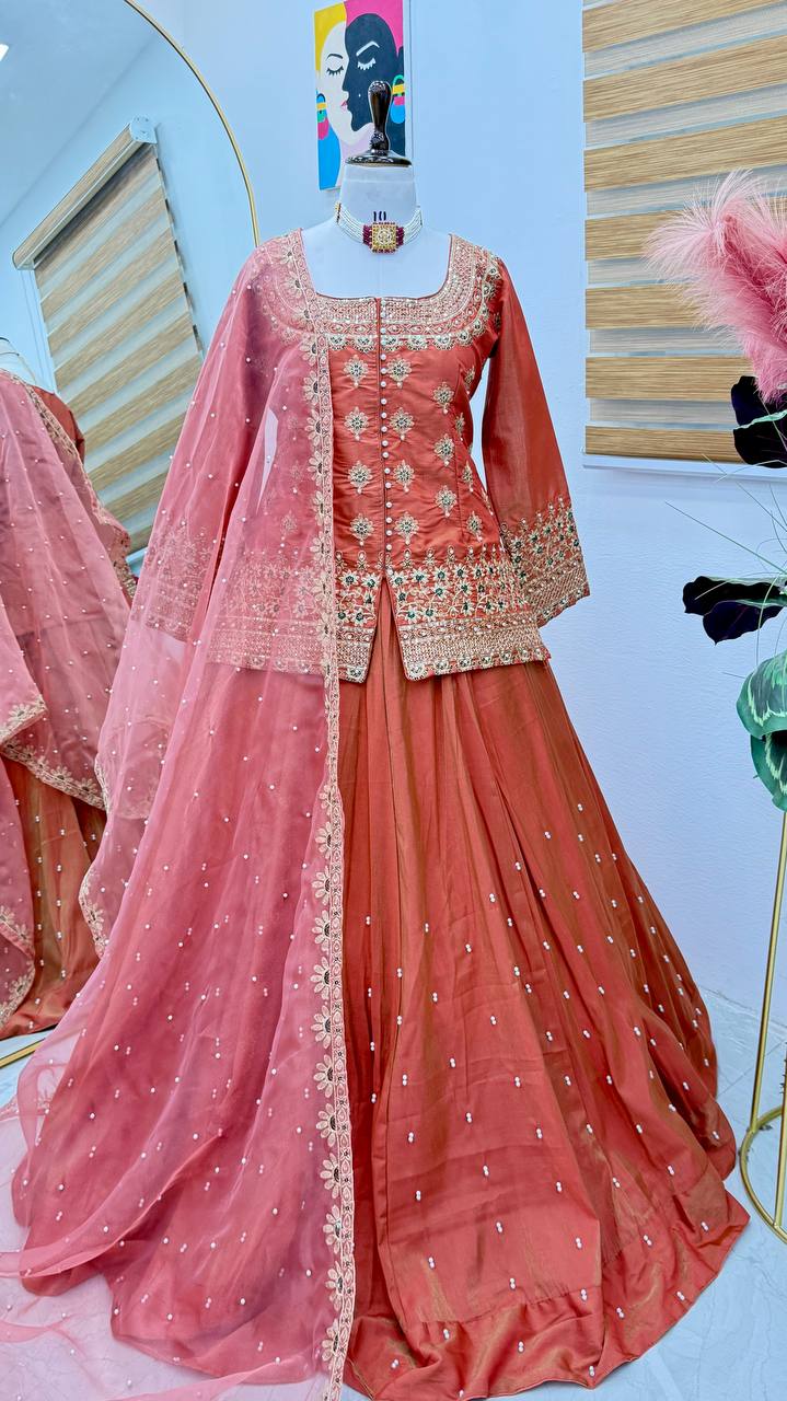 Designer Orange Lehnga choli